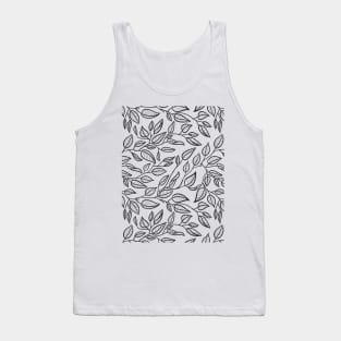 Minimalist Leaf Line Art Illustration as a Seamless Surface Pattern Design Tank Top